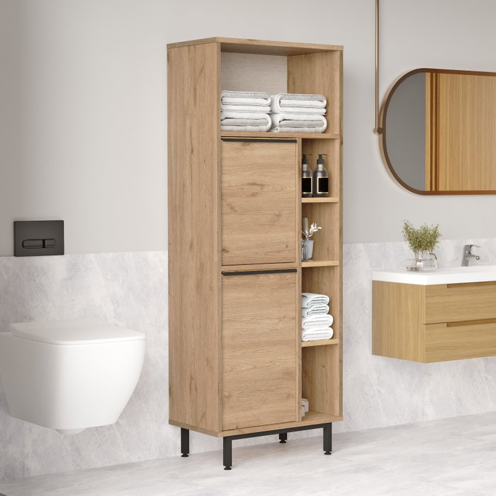Hanah Home Armario de Baño On10C-S Nogal 60x161.6x35.5 cm